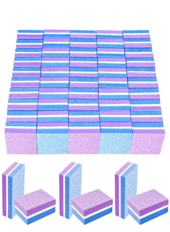 TKYZMS 50 Pcs Sponge Nail Buffers,100/180 Grit Mini Nail Files,Mini Buffer Block Nail File for Acrylic & Natural Nails,Double-Sided Buffing Blocks for Manicure & Pedicure,Salon & Home Use(Purpel-Blue) - Image 1